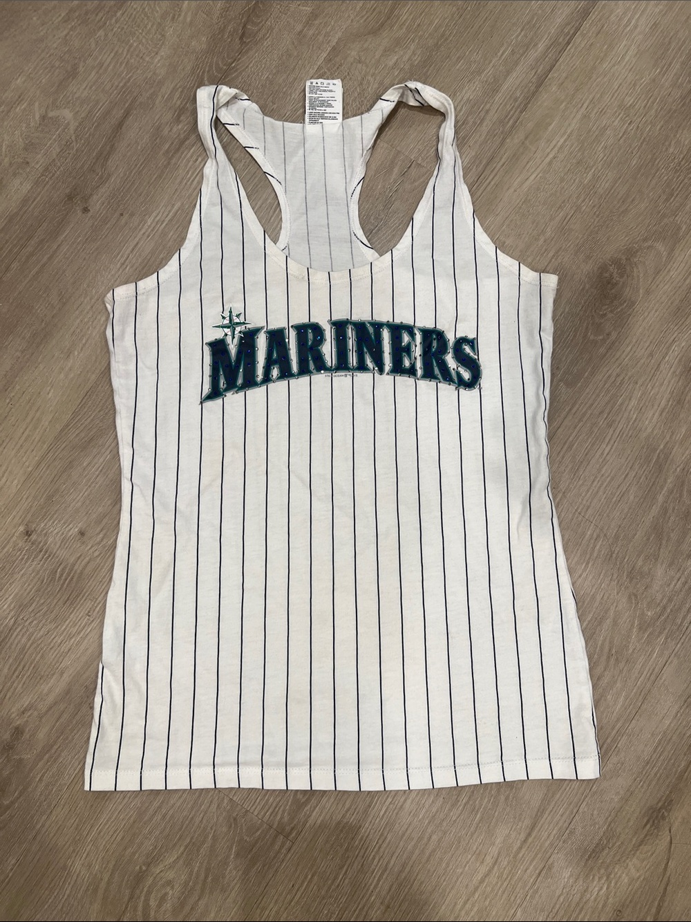Genuine Merchandise White Pinstripe Seattle Mariners Tank Top